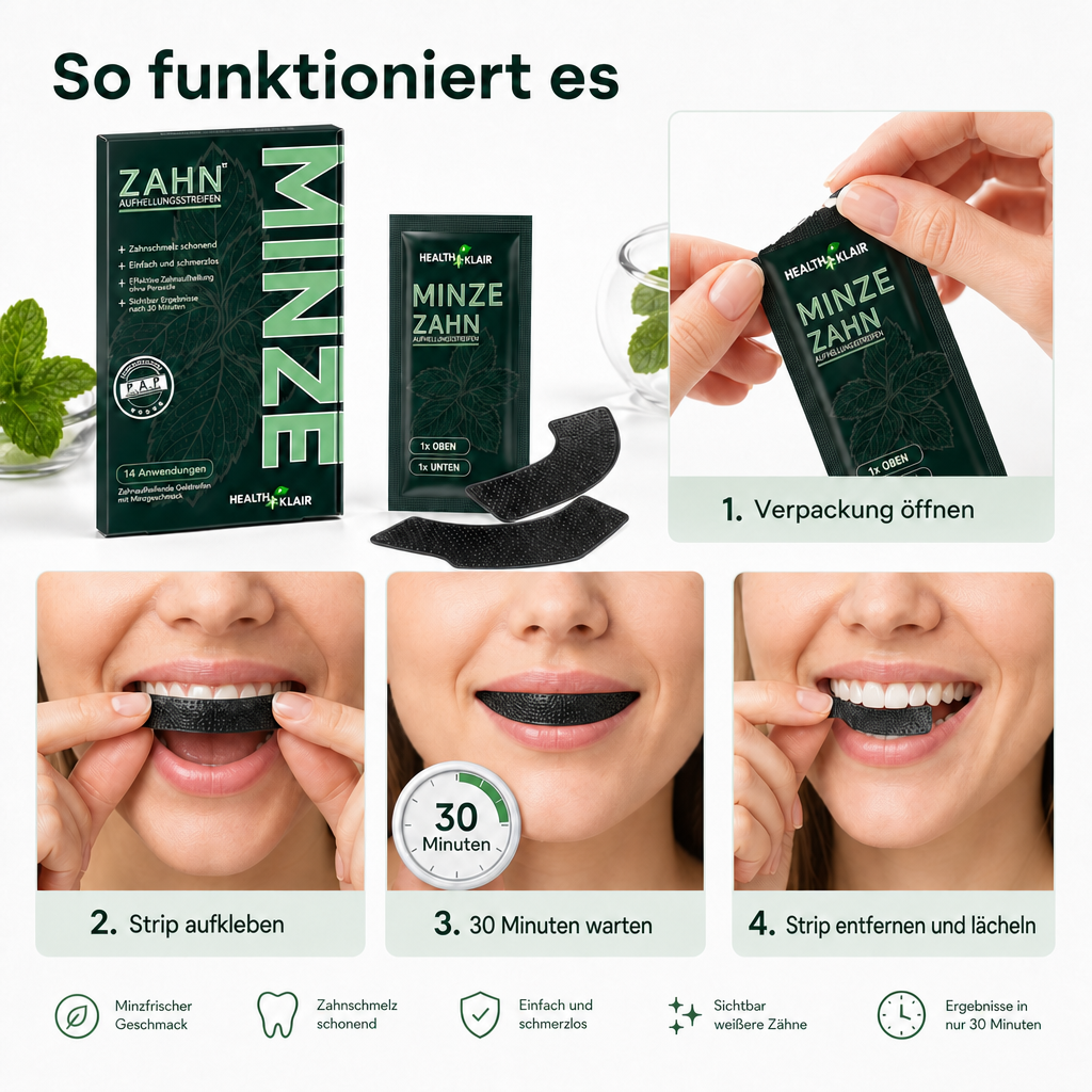 HEALTHKLAIR Whitening Strips Minze
