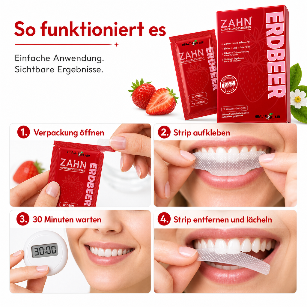 HEALTHKLAIR Whitening Strips Erdbeere