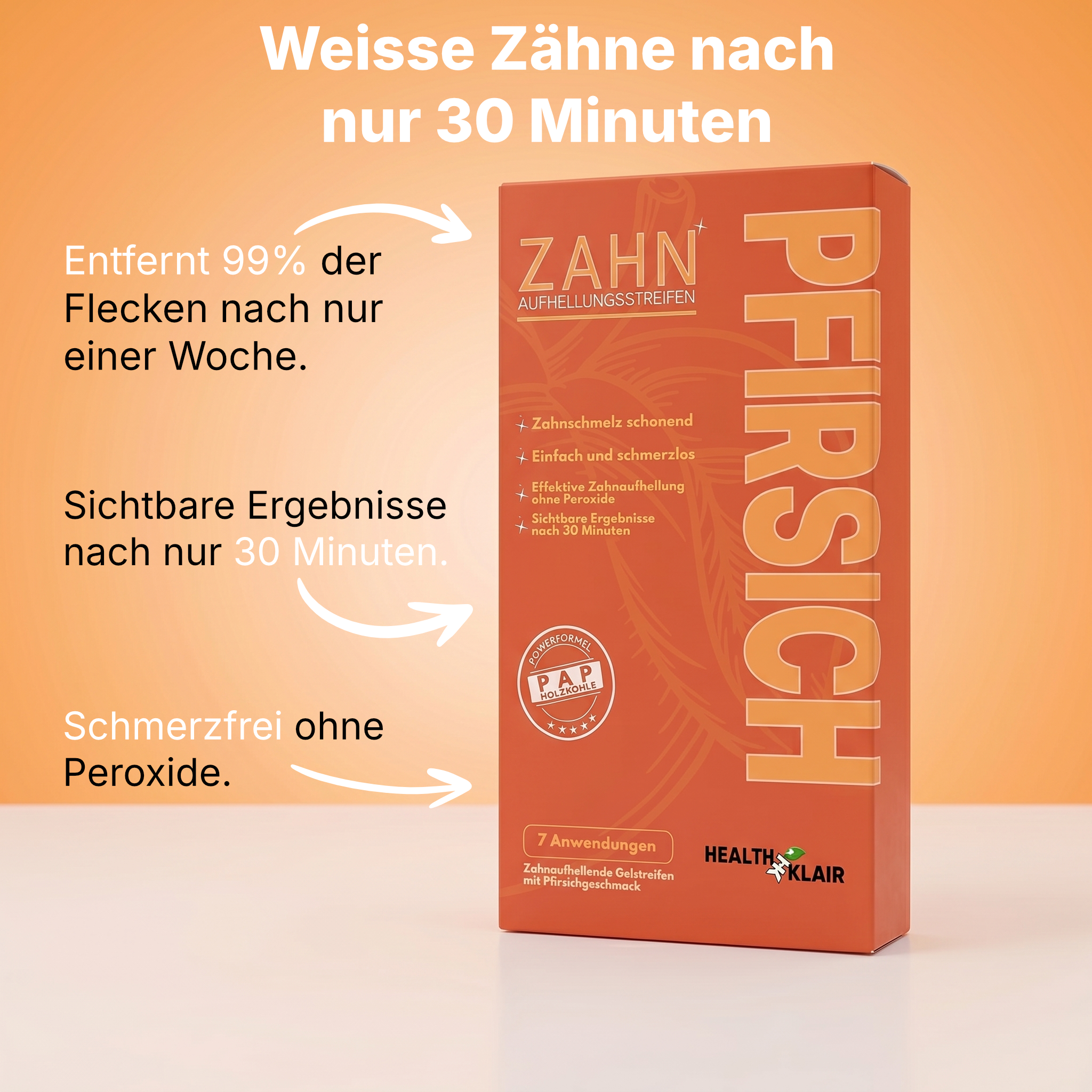 HEALTHKLAIR Whitening Strips Pfirsich