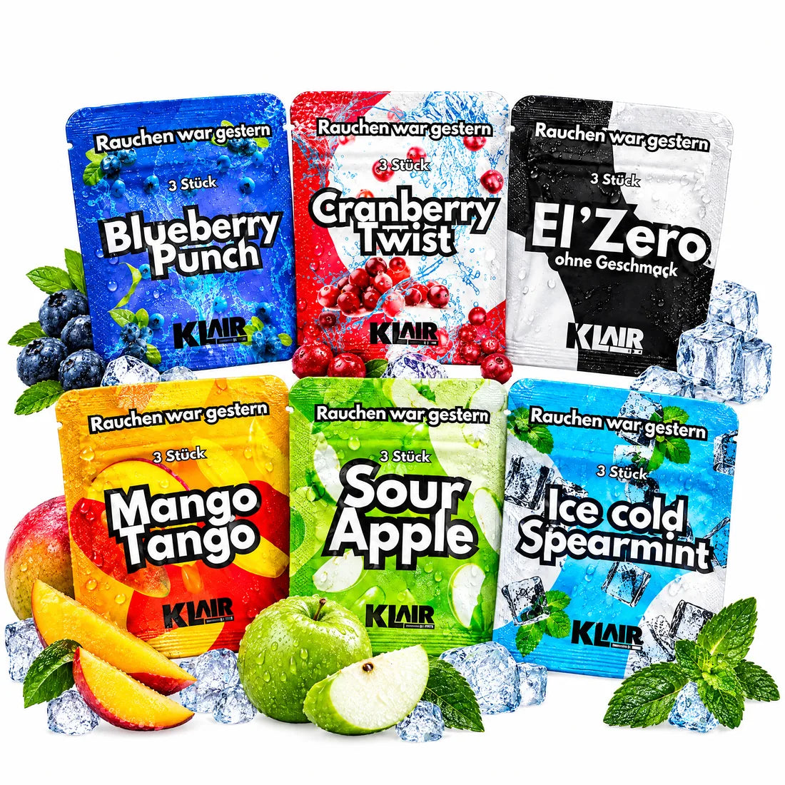 Sechs KLAIR Aromapacks